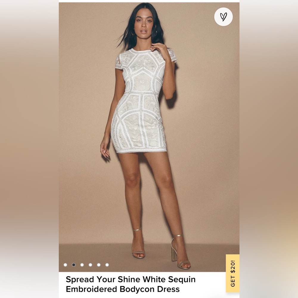 Lulus White sequin mini bodycon dress. Bachelorette, Bridal shower,Rehearsal din